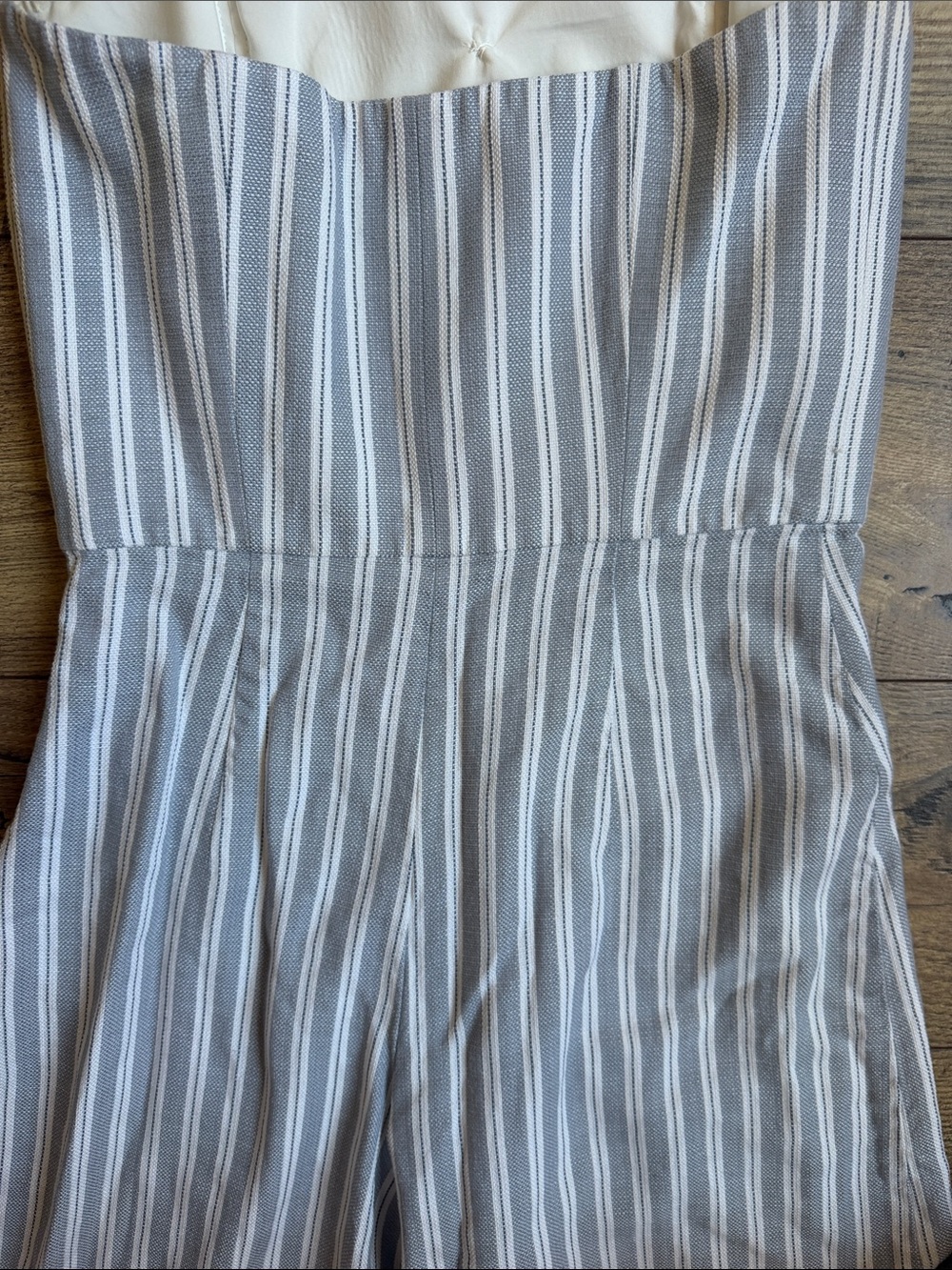 Club Monaco Alberrtah Strapless Striped Wide Leg Jumpsuit Blue White Size 4 - Picture 9 of 10